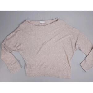 EVEREVE Brielle Off Shoulder Tan Diagonal Ribbed Sweater Women's Size MED Soft